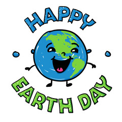 Fröhliche Erde mit Schriftzug - Happy Earth Day