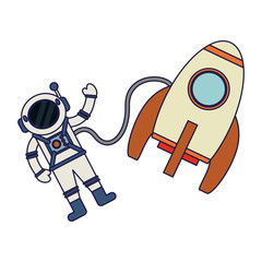 Astronaut and spaceship cartoon
