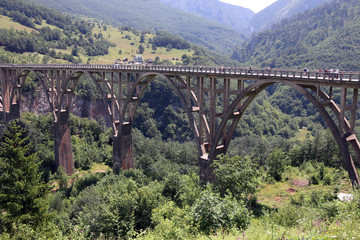 Djurdjevic bridge Tara river canyon landscape Montenegro