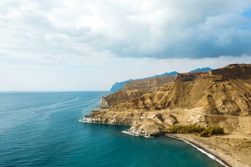 Summer aerial photo of beach and ocean. Gran Canaria landscape. 