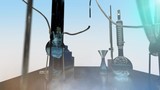 background of chemical flasks and tubes render 3D