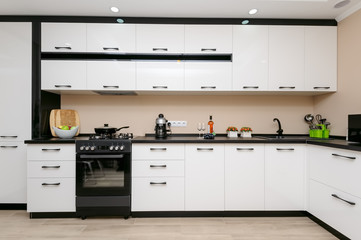 Modern black and white kitchen