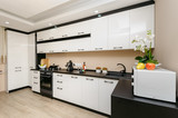 Modern black and white kitchen
