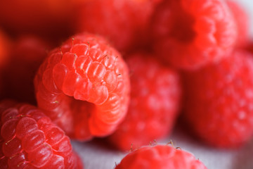 Group of Red Raspberries