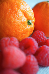 Orange with raspberries