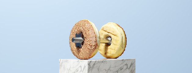 Panorama mit Donut Hantel als Fitness Konzept