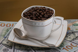 Cup with coffee beans