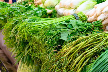 Various asian vegetables sell in the market