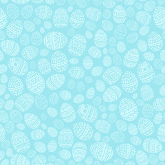 Seamless Background with Easter Eggs on Blue Background