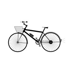 Bicycle with basket, sound horn and water bottle - vector illustration