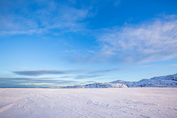 Snow desert. Kola Peninsula landscape