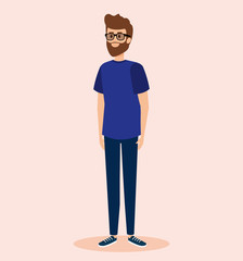 happy man wearing glasses with casual clothes