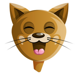 Brown cartoon happy cat vector illustartion on white background