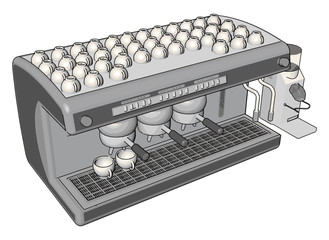 Simple vector illustration on white background of an espresso machine