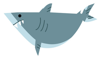 An angry shark looking out for its prey underwater vector color drawing or illustration
