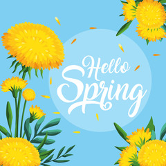hello spring card with beautiful flowers decoration