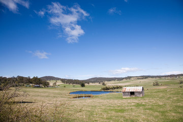 A rural landscape near Hobart in Tasmania.