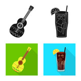 Vector illustration of cafe and Latin sign. Set of cafe and national stock symbol for web.