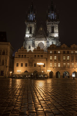 Old town square in Prague at night