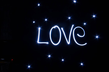 LOVE word written by light