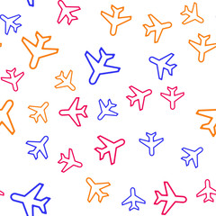 Travel concept with plane aircraft. Seamless vector EPS 10 pattern. 