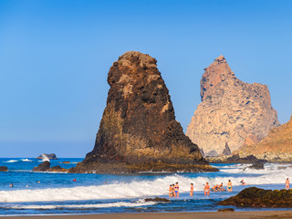 Stunning views of the incredibly beautiful Benijo beach in the north of Tenerife. Canary Islands. Spain