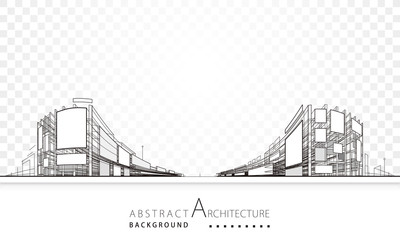 3D illustration architecture building abstract background.