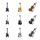 Vector illustration of music and tune symbol. Collection of music and tool stock vector illustration.