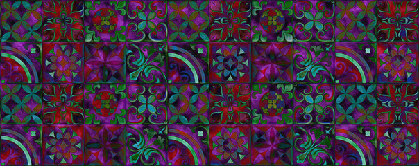 Colorful Art wall and floor decorative tiles design pattern texture background,