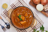 Homemade delicious chicken curry with coconut milk and spies