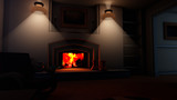 concept art of modern architectural interior environment with stylized lighting
