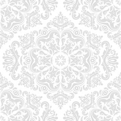 Orient classic light silver pattern. Seamless abstract background with vintage elements. Orient background