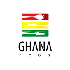 Ghana Food, Restaurant Logo With Ghana Flag Symbol