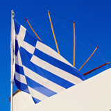 Greece flag against blue sky