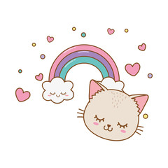 cat with cloud and rainbow