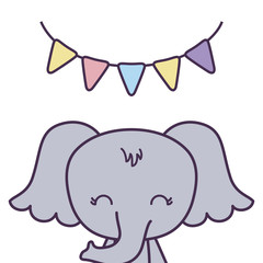 cute elephant animal with garlands hanging