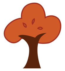 Painting of a beautiful brown tree vector or color illustration