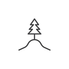 Forest tree line icon. linear style sign for mobile concept and web design. Tree on top of Hill outline vector icon. Symbol, logo illustration. Pixel perfect vector graphics