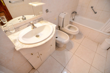 Pure white bathroom interior
