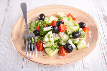 vegetable salad with cucumber and olive