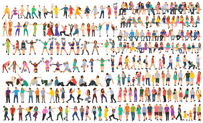 vector, isolated, set of people in flat style