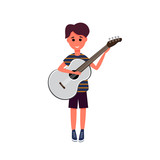 young man playing electric guitar