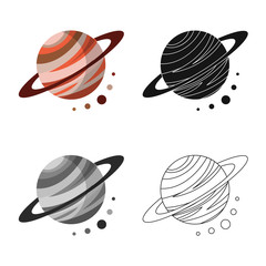 Vector illustration of planet  and system icon. Set of planet  and orbit  vector icon for stock.
