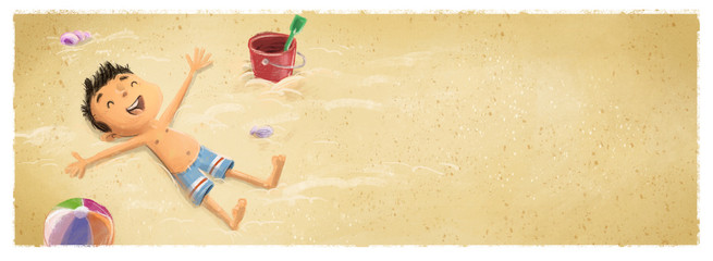 niño tumbado en la playa