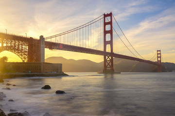 Golden Gate Bridge at sunset, San Francisco, California, Usa