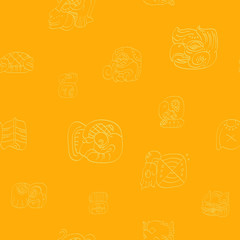 Seamless vector pattern with mayan glyphs