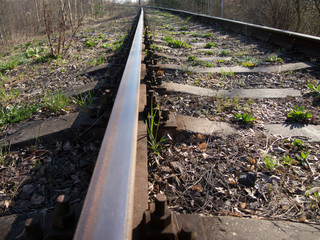 railroad tracks in the field