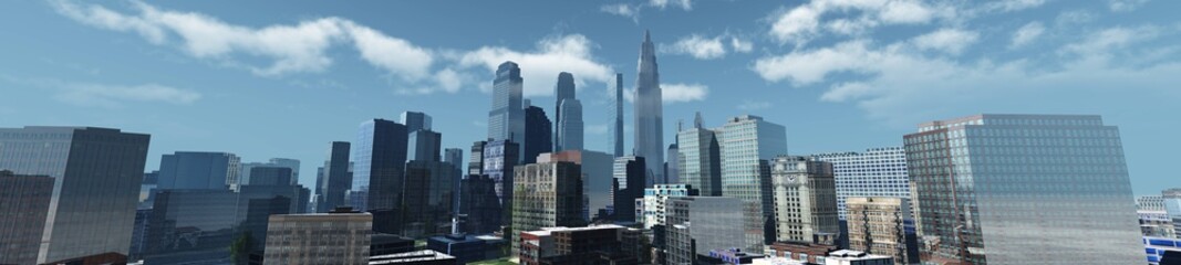 Beautiful view of the skyscrapers, modern city landscape, 3d rendering