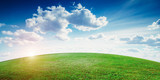 Natural field landscape, sky and clouds