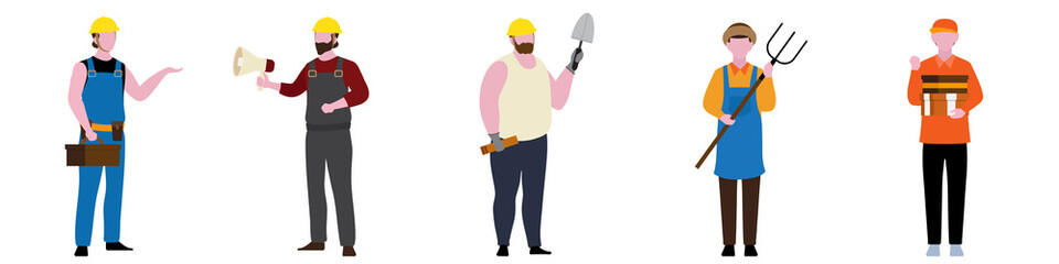 Flat Character of General contractor set